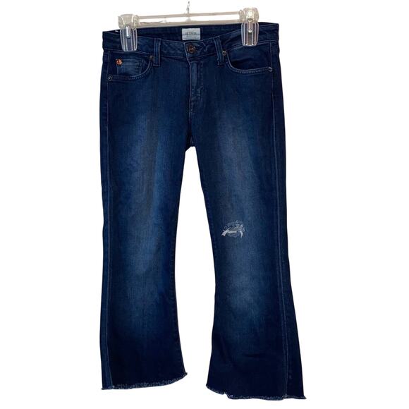 Hudson Ferris Flare Dark Denim Distressed Jeans - Picture 1 of 9